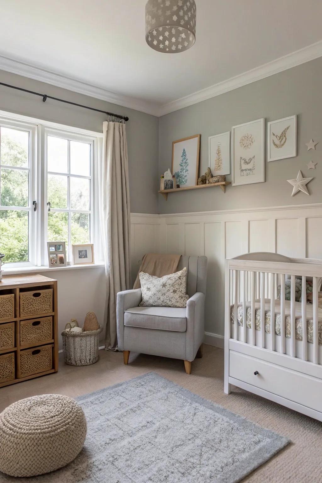 A versatile nursery with greige tones.