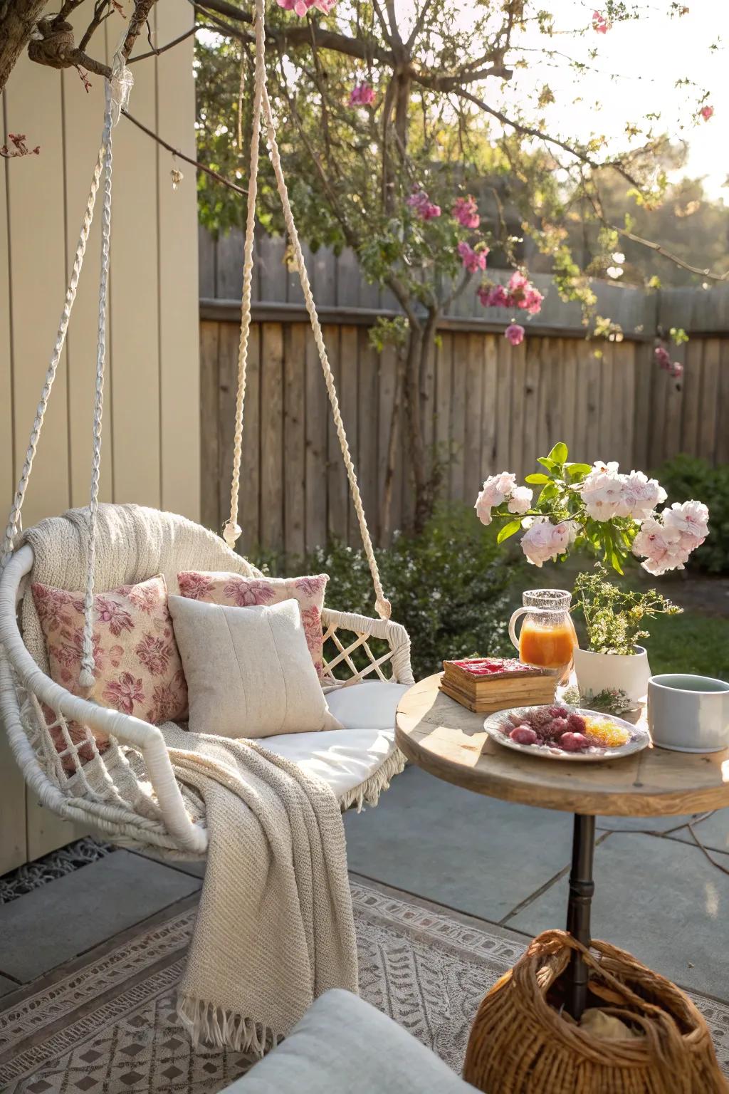 Fun and whimsy with a swing chair.