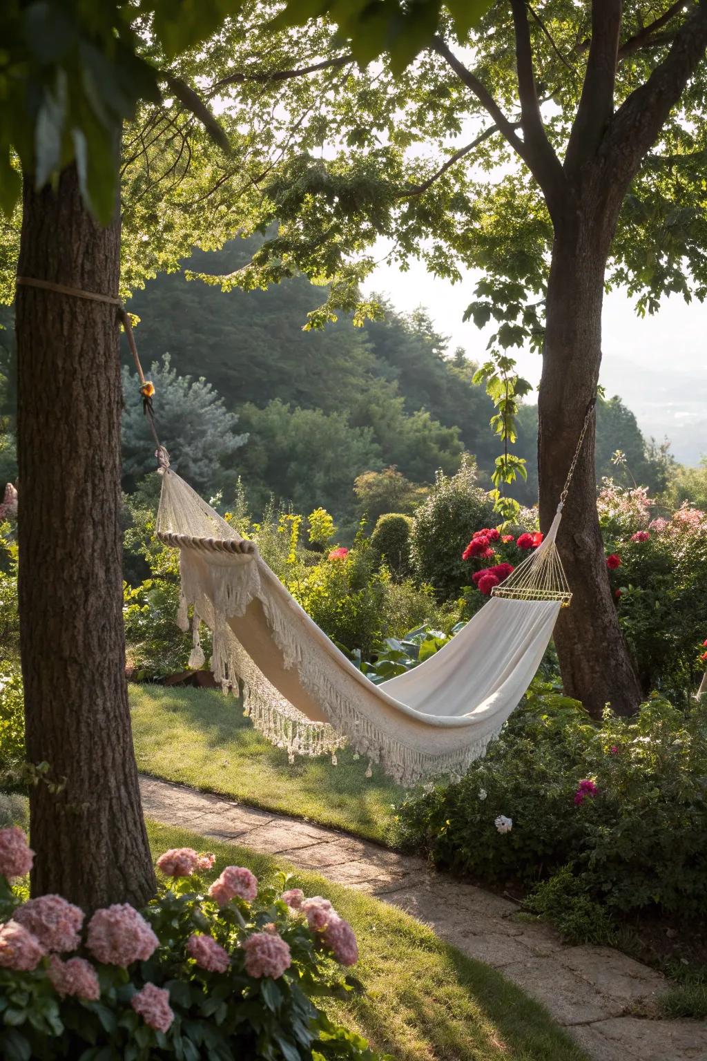 Relax and unwind in a cozy hammock hideaway.