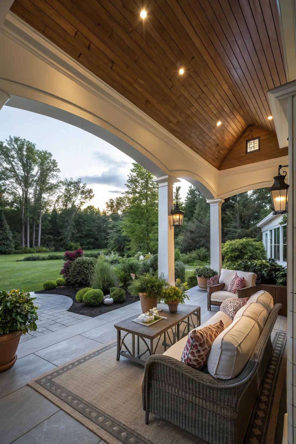 Create openness with a vaulted ceiling porch.