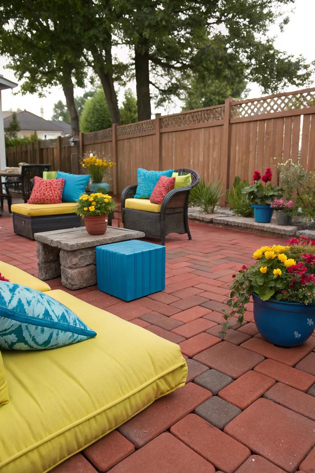 Bright accents bring life and joy to your patio.