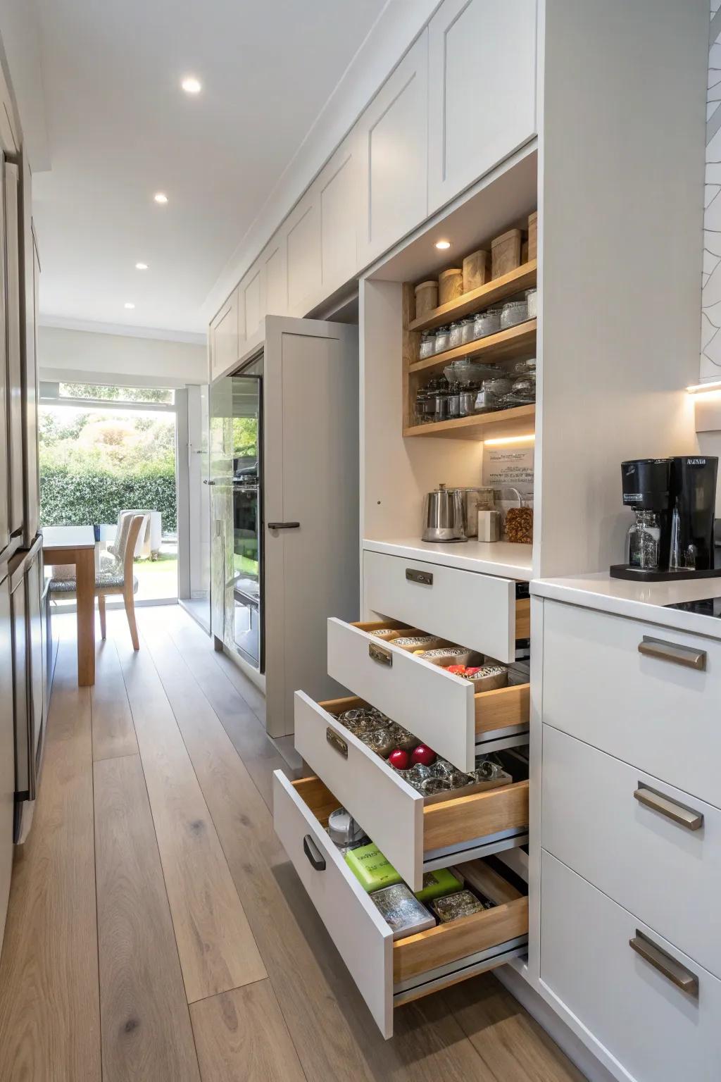 Hidden storage keeps this kitchen sleek and organized.