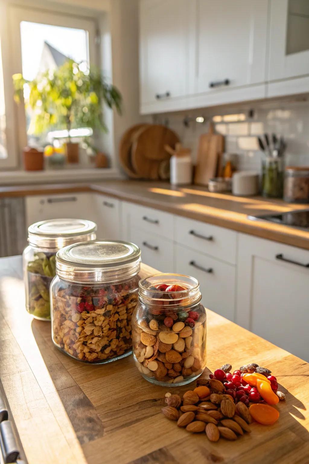 Healthy snack jars offering wholesome grab-and-go options.