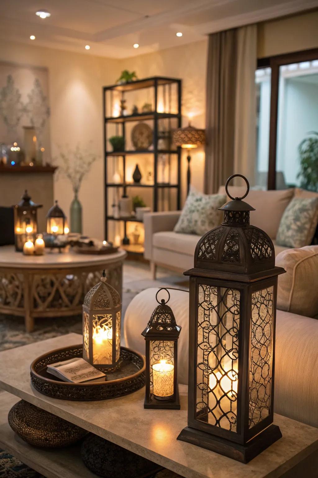 Lanterns bring a cozy and inviting glow to any space.