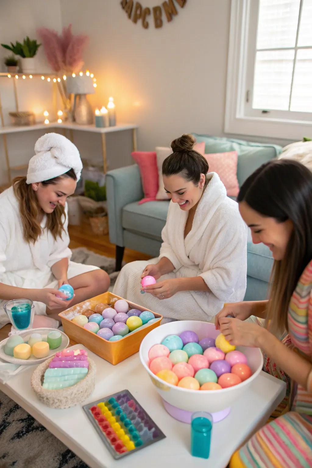 Creating bath bombs adds a crafty twist to your spa night.