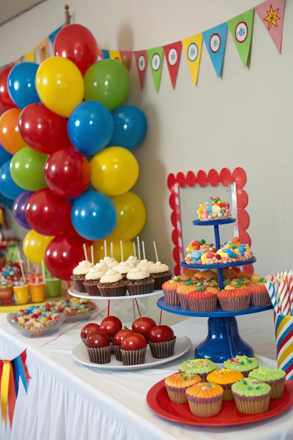 A themed dessert table is a sweet attraction.