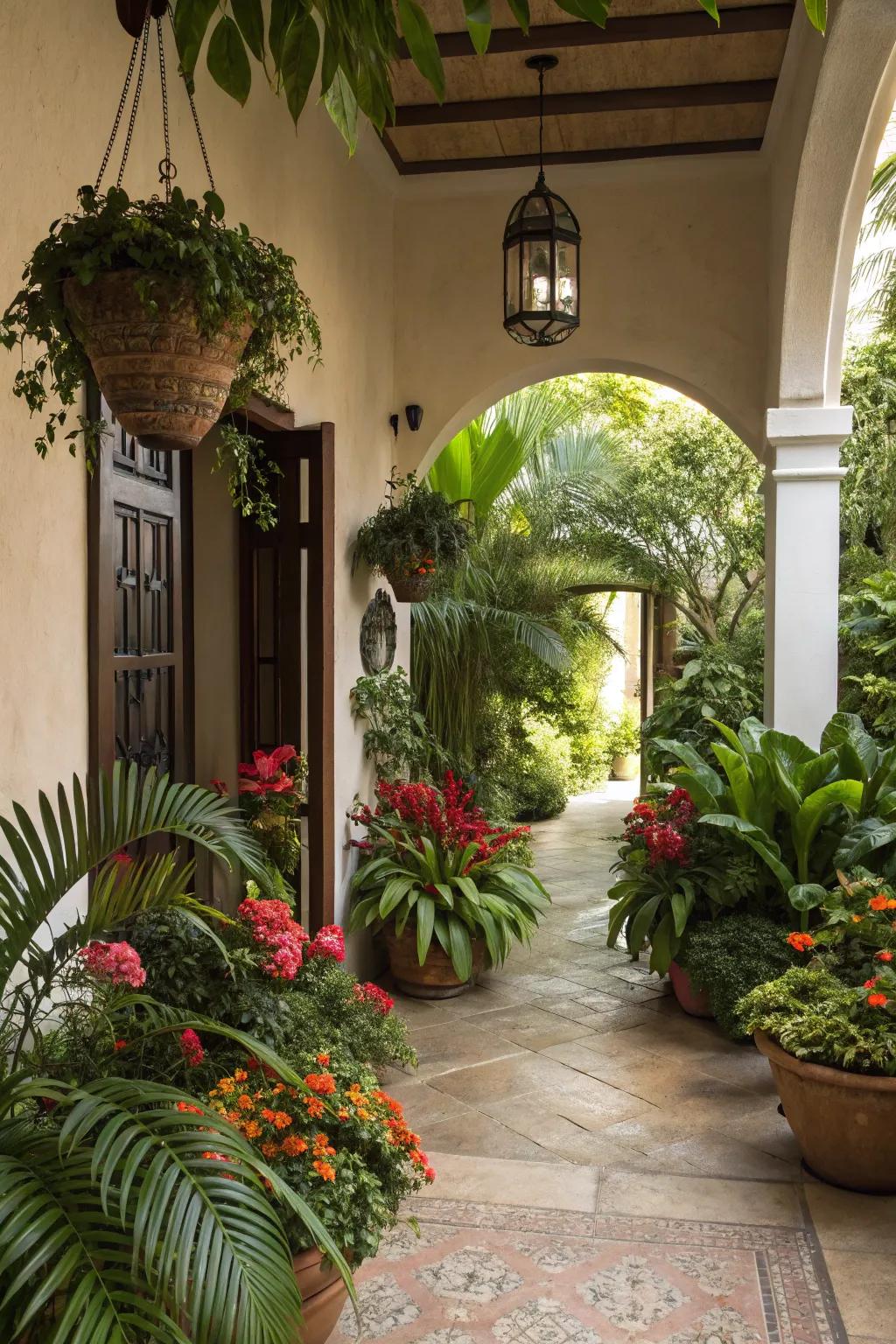 An indoor garden brings a lush, lively feel to your entryway.