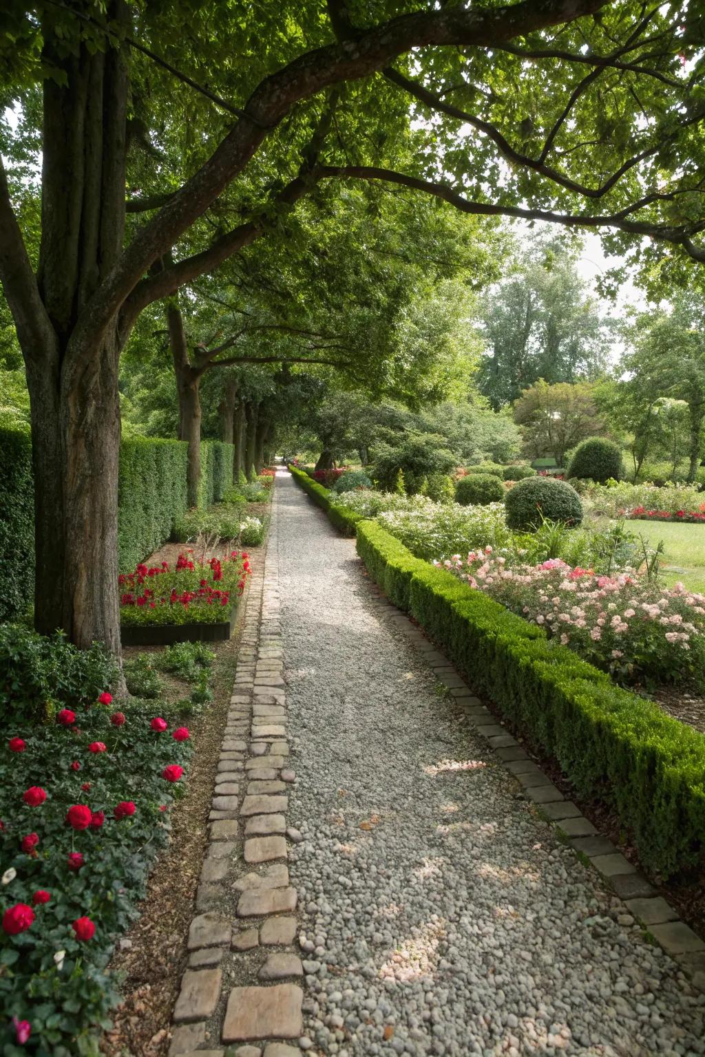 Paths with unique textures and sounds enrich the sensory garden experience.