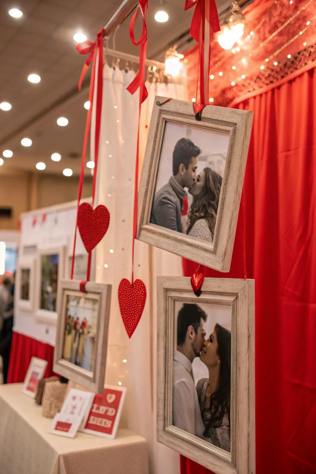 Romantic vintage photo frames add a personal touch.