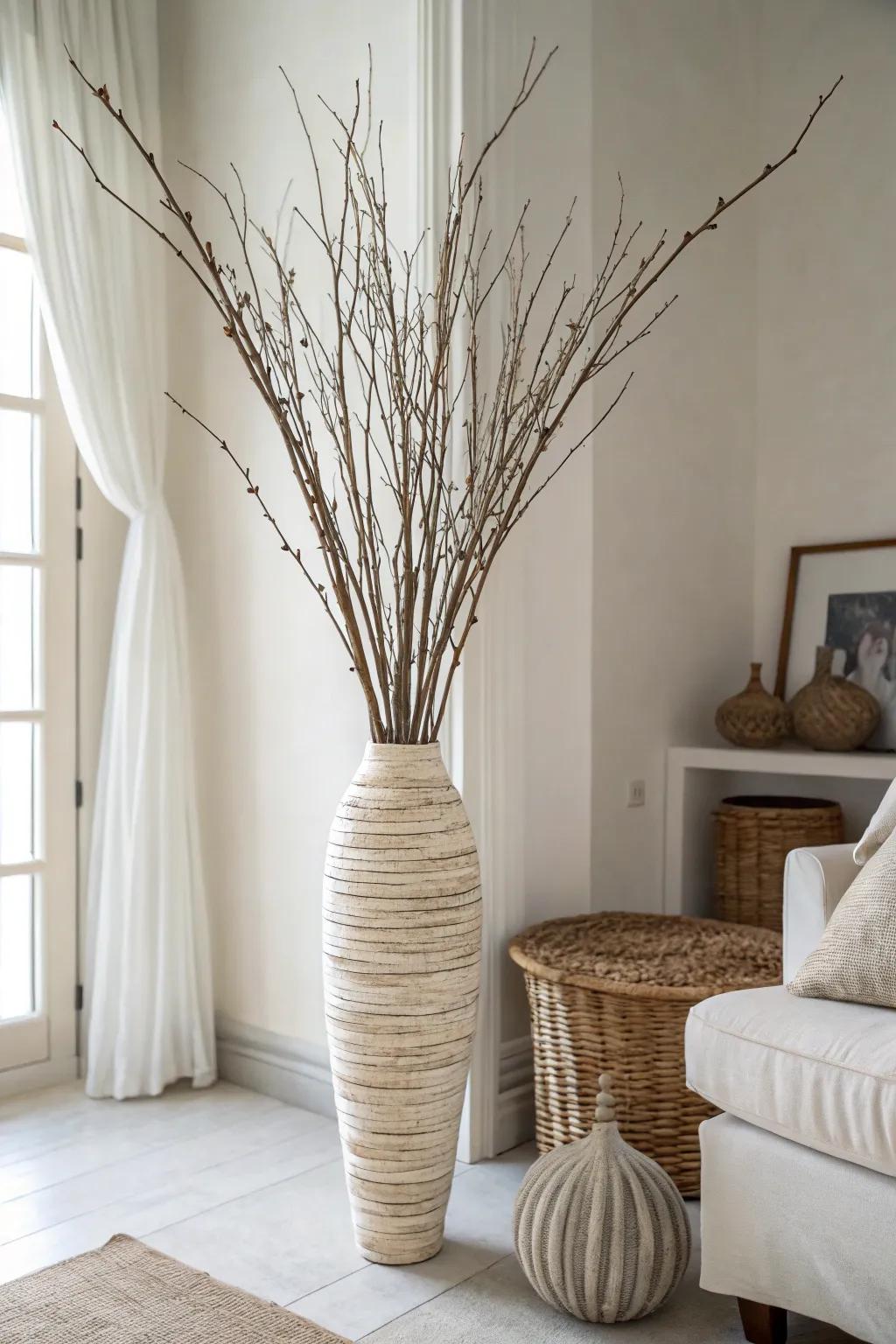 Decorative twigs provide a natural, artistic touch to decor.