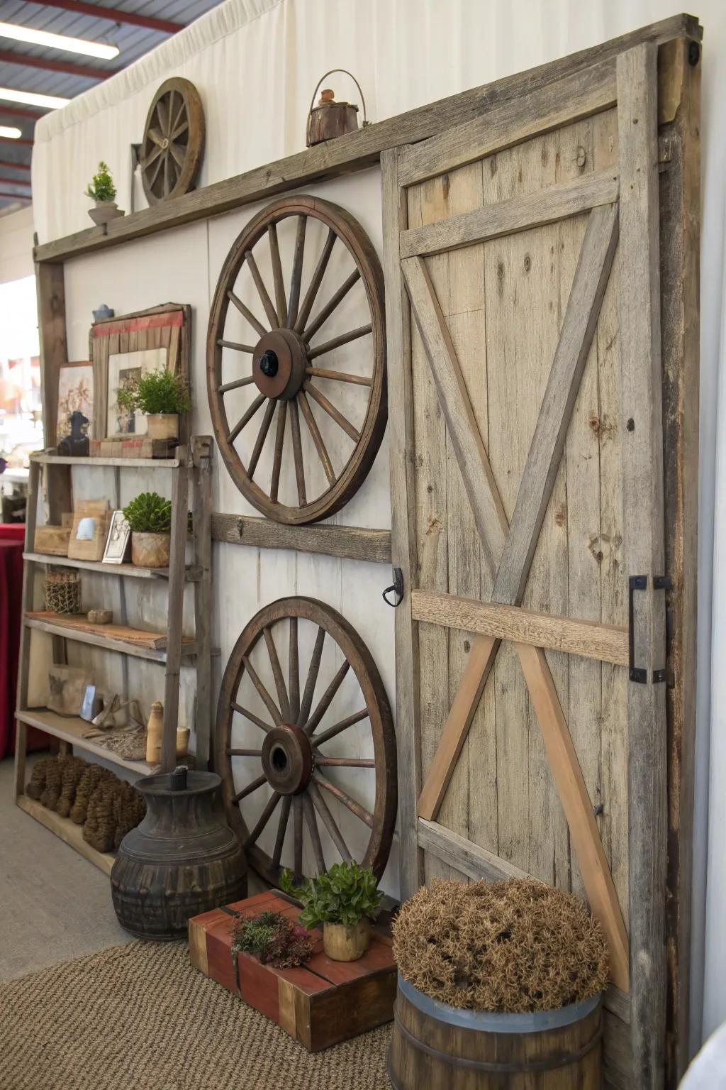 Layered decor brings depth and complexity to this rustic wall display.