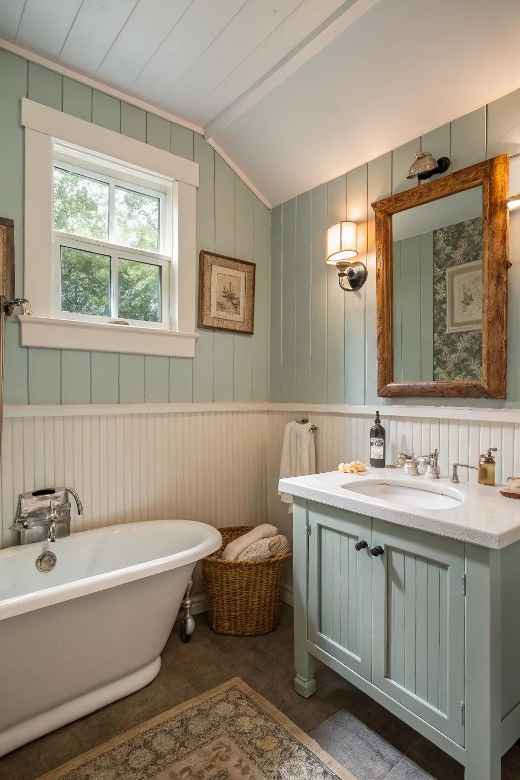 Vertical shiplap adds cottage charm to your bathroom.