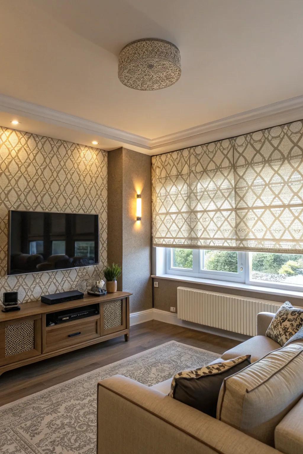 Roller blinds can elegantly conceal your TV.