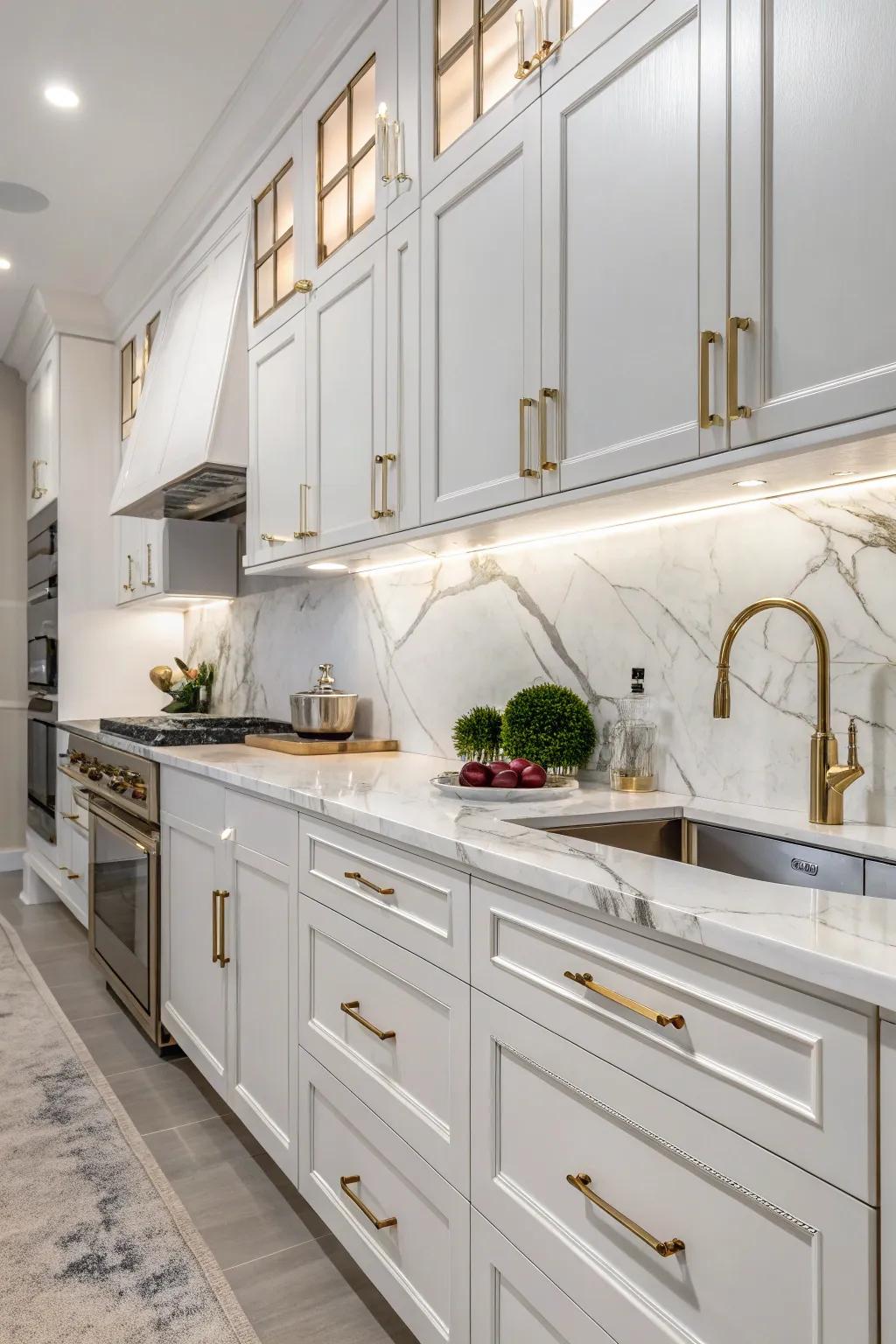 Metallic accents introduce modern elegance to the kitchen.