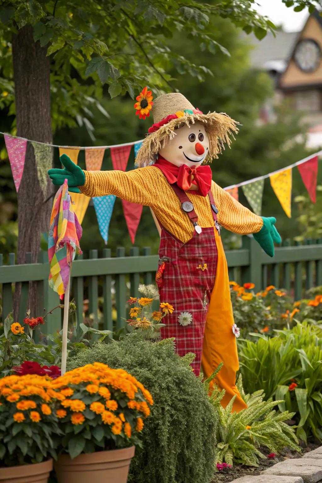 A festival fun scarecrow celebrating community spirit.