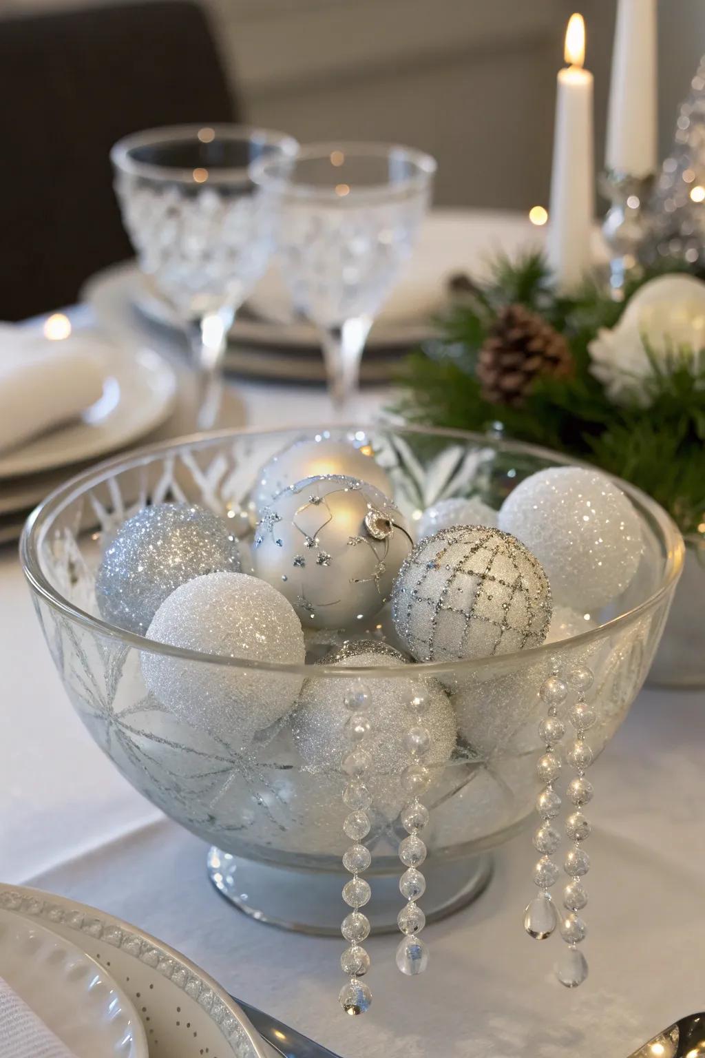 Winter elegance with icicle-inspired decor.