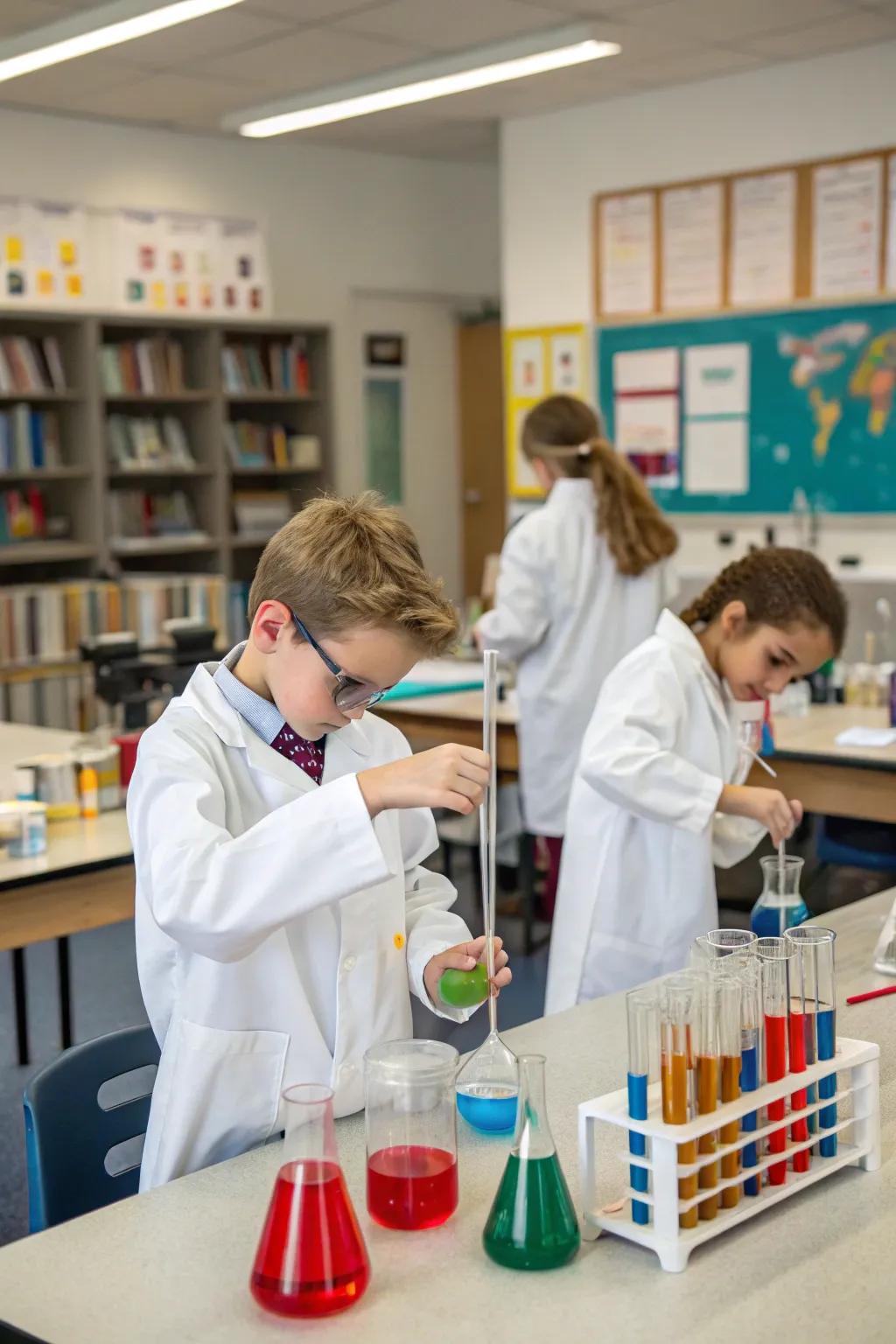 A science lab party with exciting experiments and curious minds.