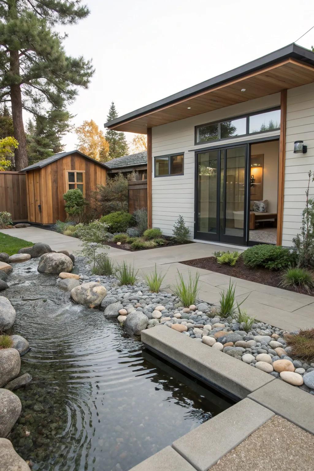 A Zen garden transforms your ADU into a peaceful retreat.