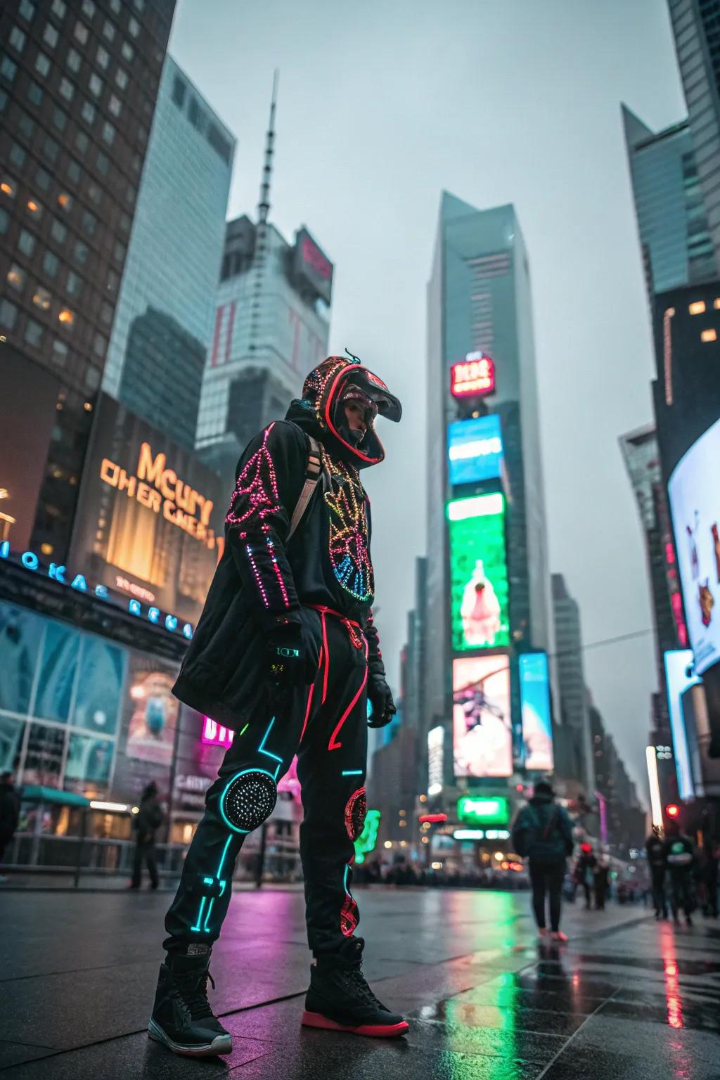 A cyberpunk vision in a digital metropolis.