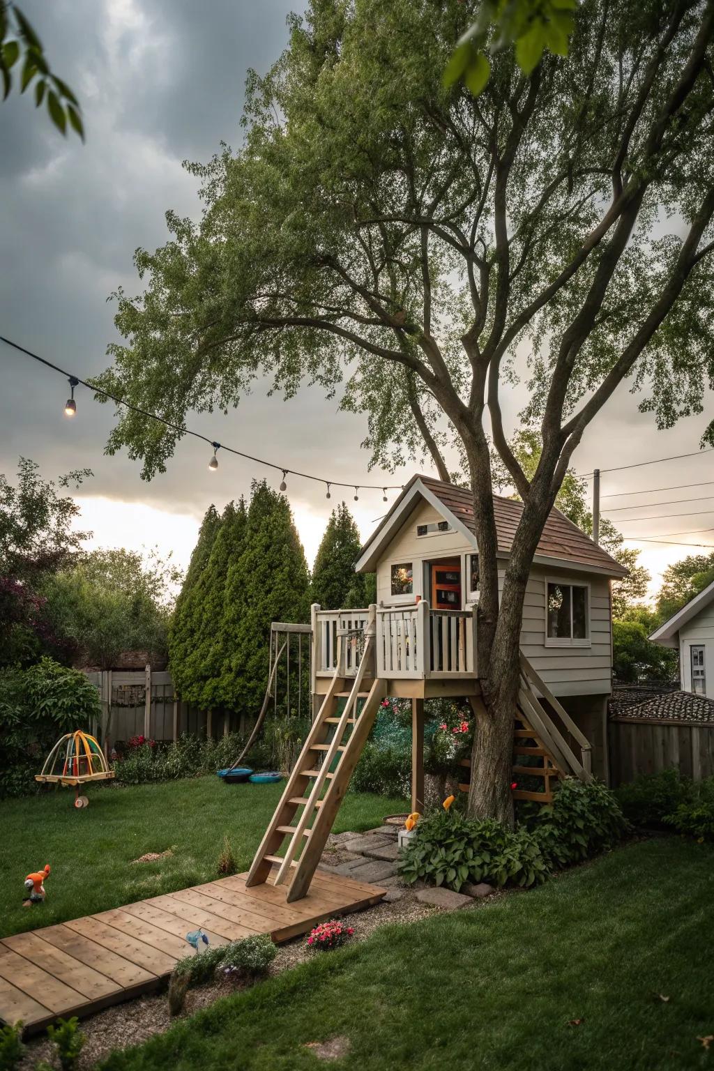 Bring a sense of adventure with an elevated treehouse.