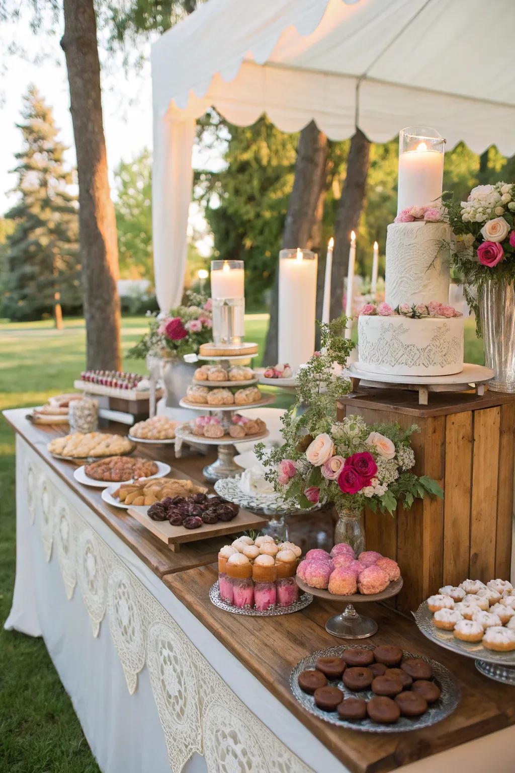 A DIY dessert bar offers a delightful array of sweet treats for guests.