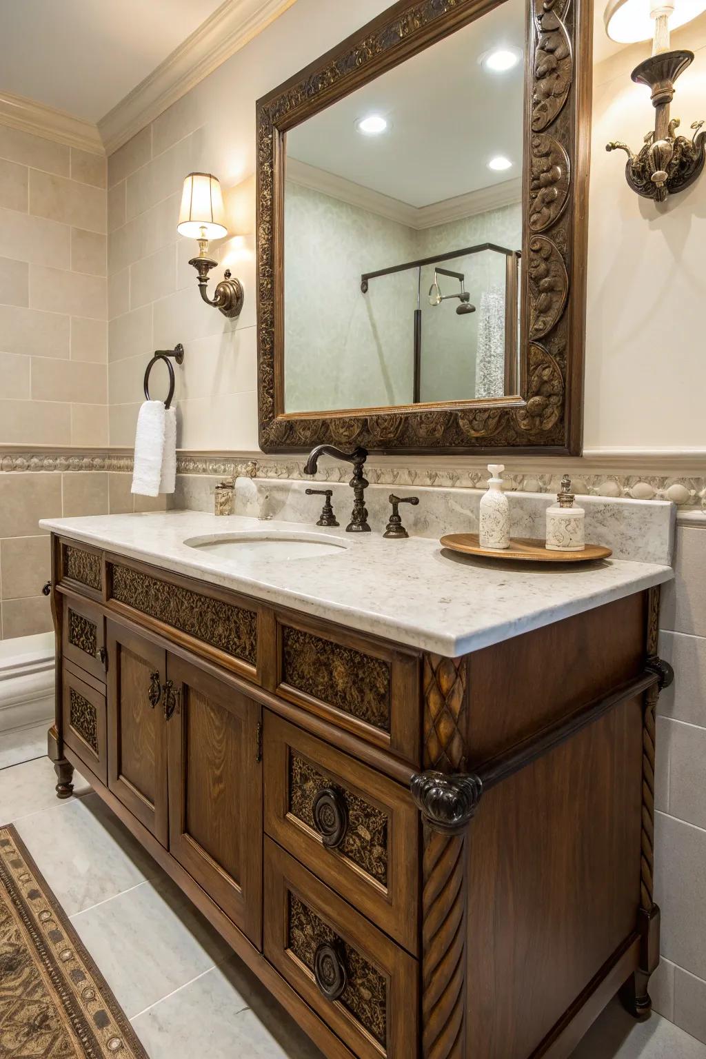 Vintage vanities offer timeless charm.