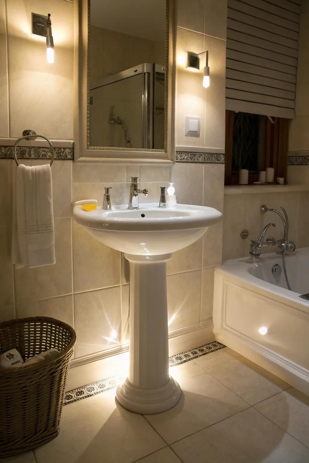 Enhance your bathroom's ambiance with accent lighting.
