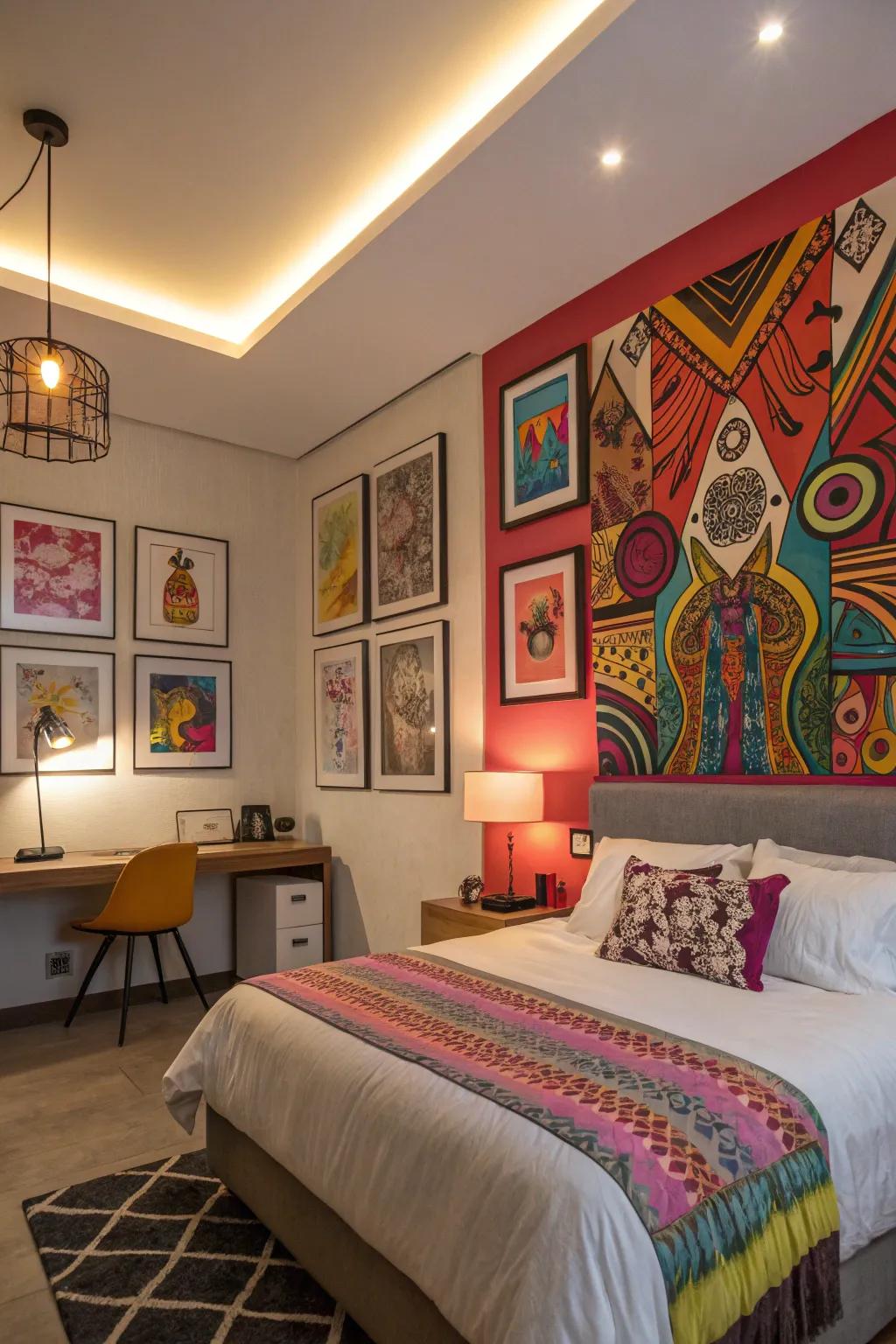 Bold colors invigorate and uplift your bedroom.