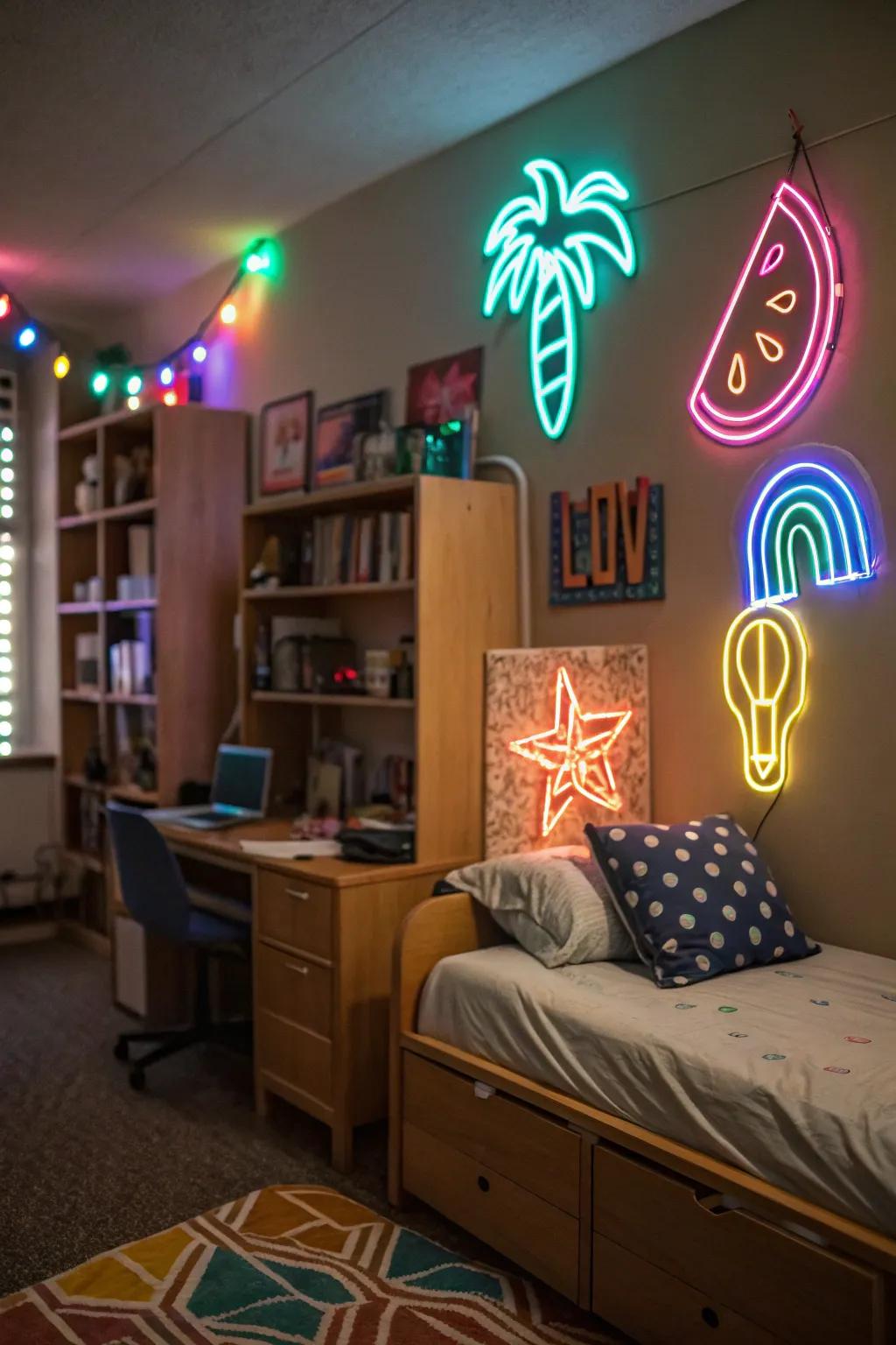 Neon accents add a playful twist