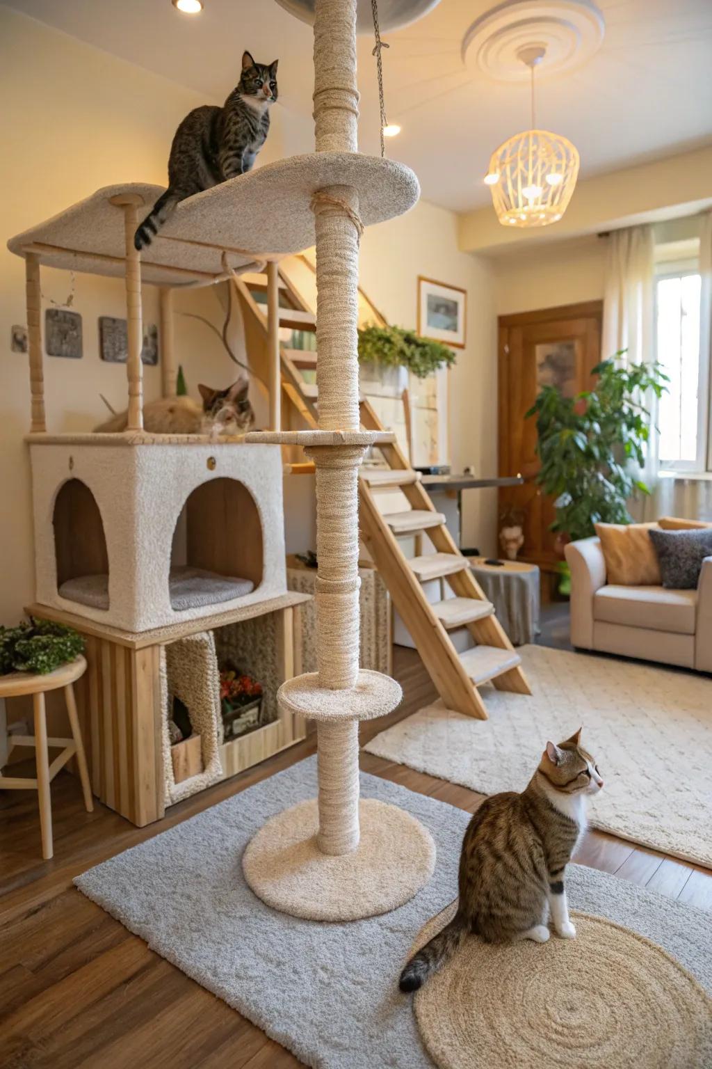 Multi-pathway designs cater to homes with more than one cat.