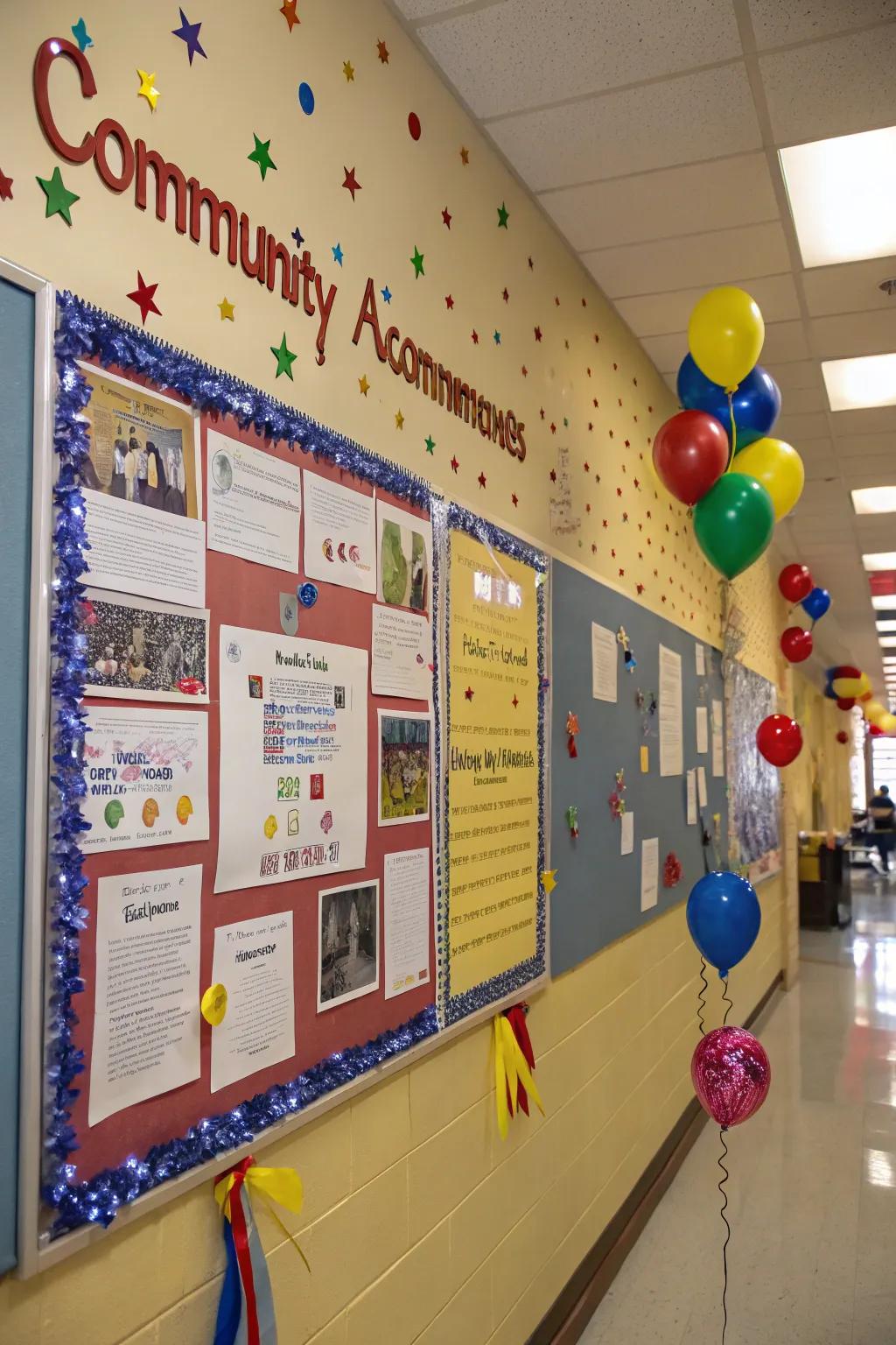 A bulletin board featuring celebrated achievements of the community.