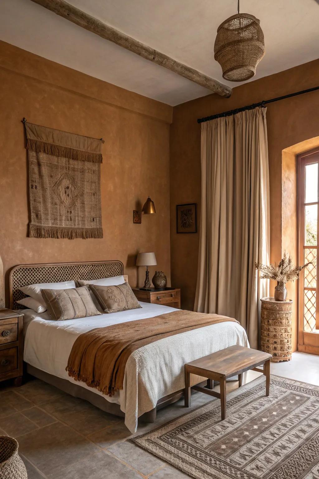 A monochromatic brown scheme creating a stylish look.
