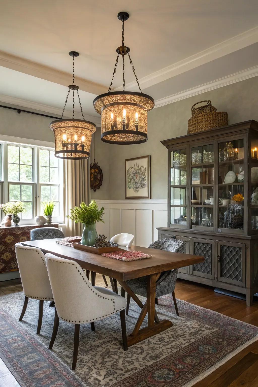 Mixing styles creates a unique and personal touch in this dining room.