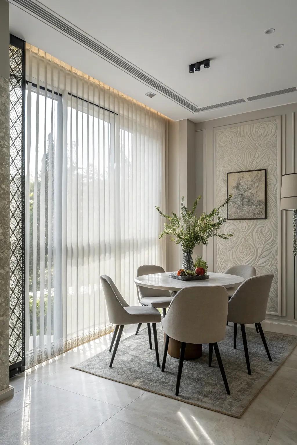 Streamline your design with vertical blinds.