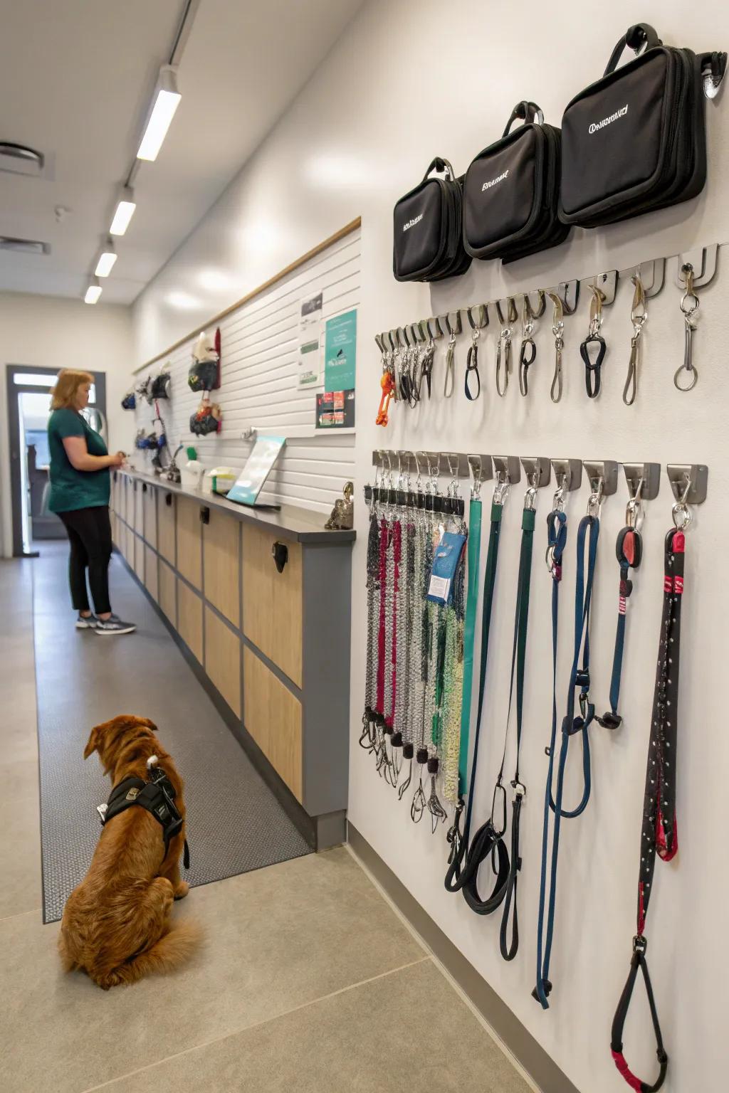 Convenient wall hooks for organized storage.