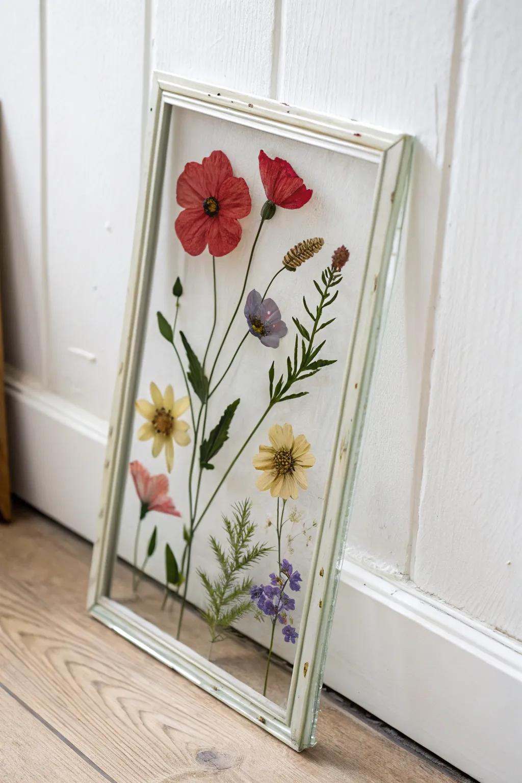 Pressed flower art preserving spring's beauty.