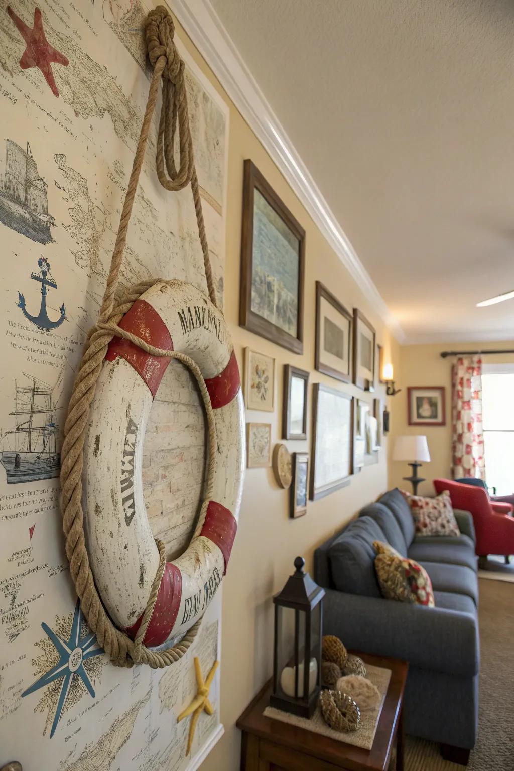 Old buoys make for intriguing and characterful wall art.