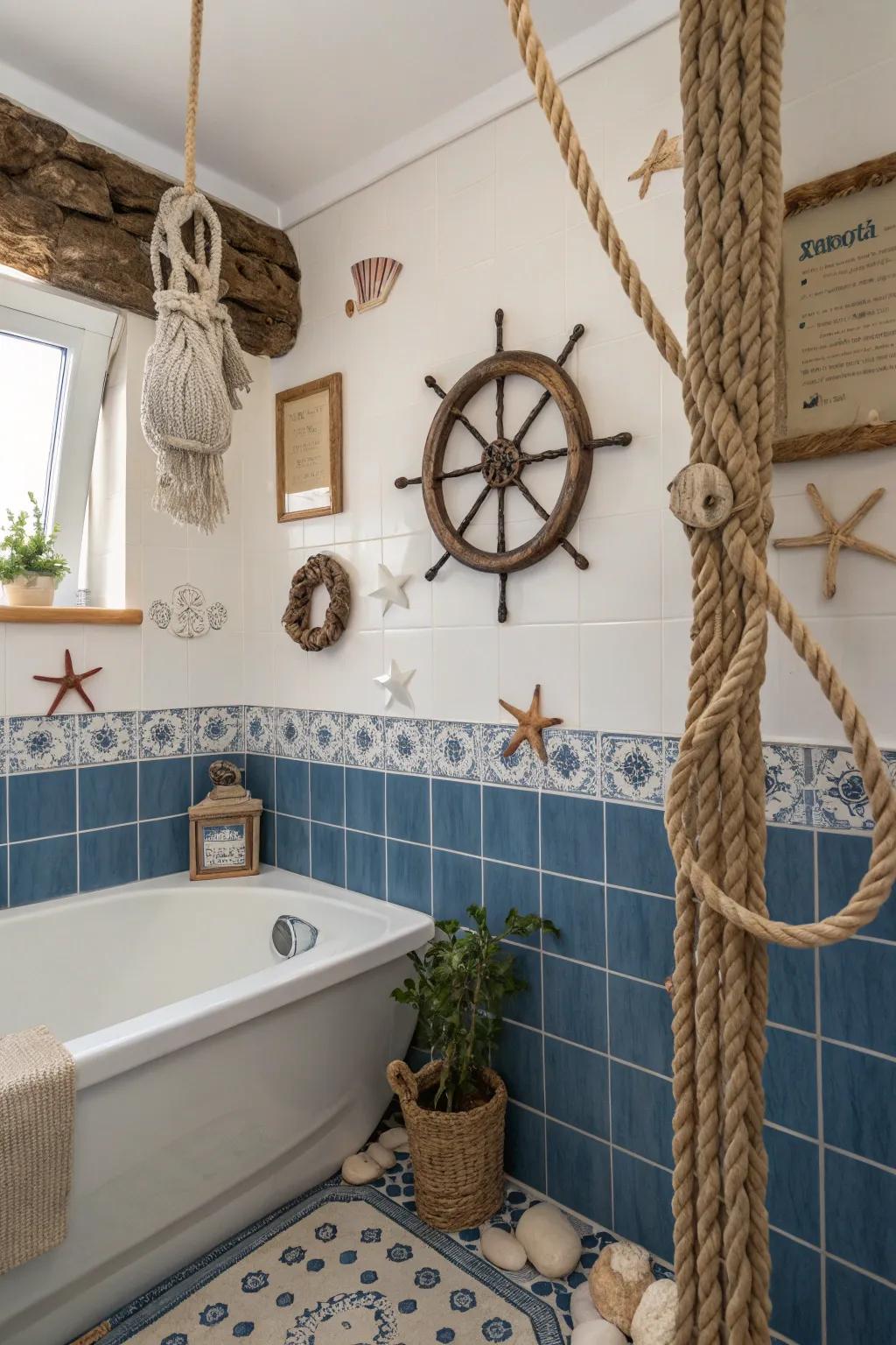 Nautical elements add a coastal and adventurous touch.