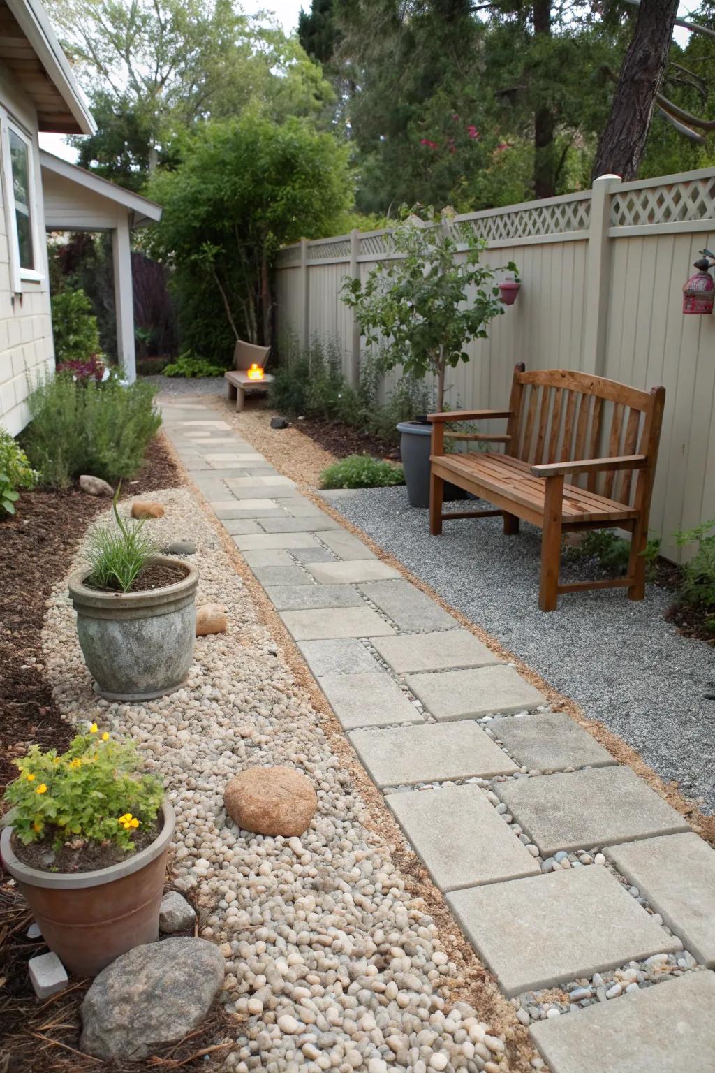 Pea gravel adds texture and charm to your walkway.