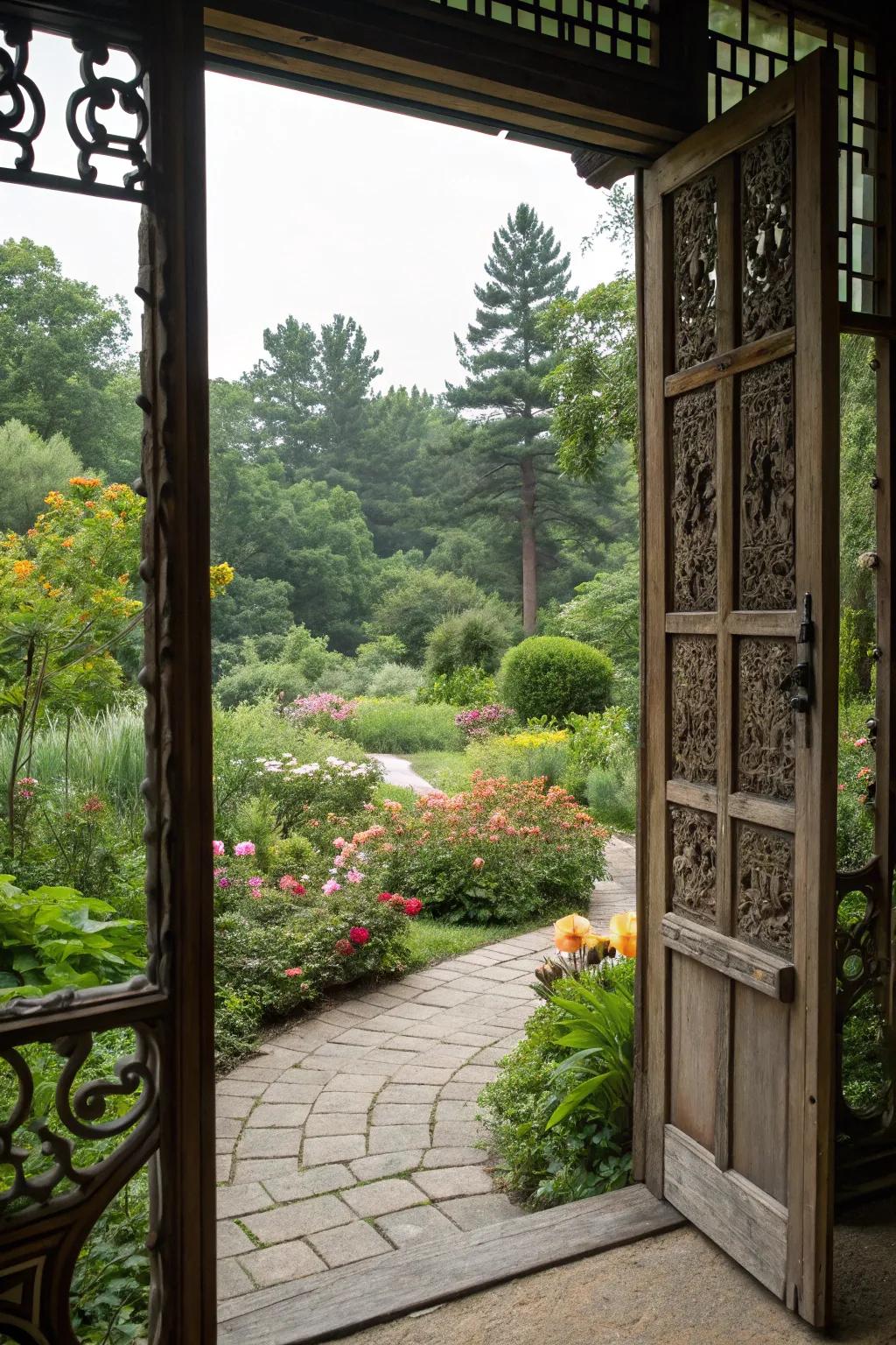 Windowed gate provides a glimpse into your garden paradise.