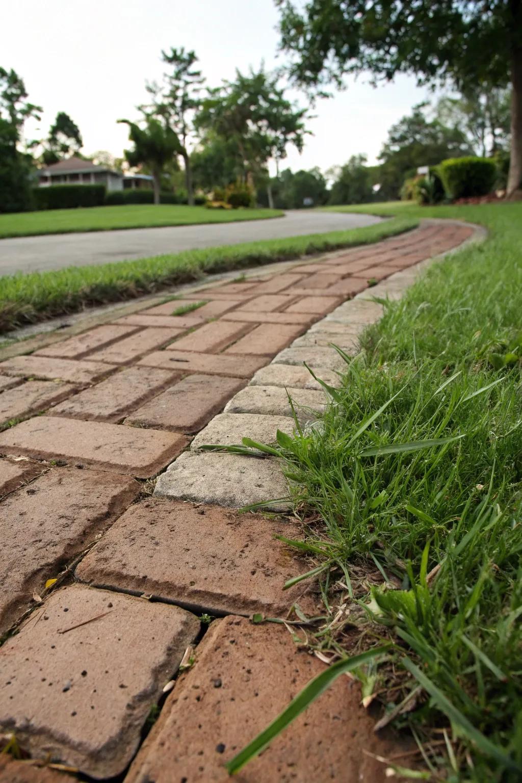 A classic combination of clay bricks and grass for warmth.