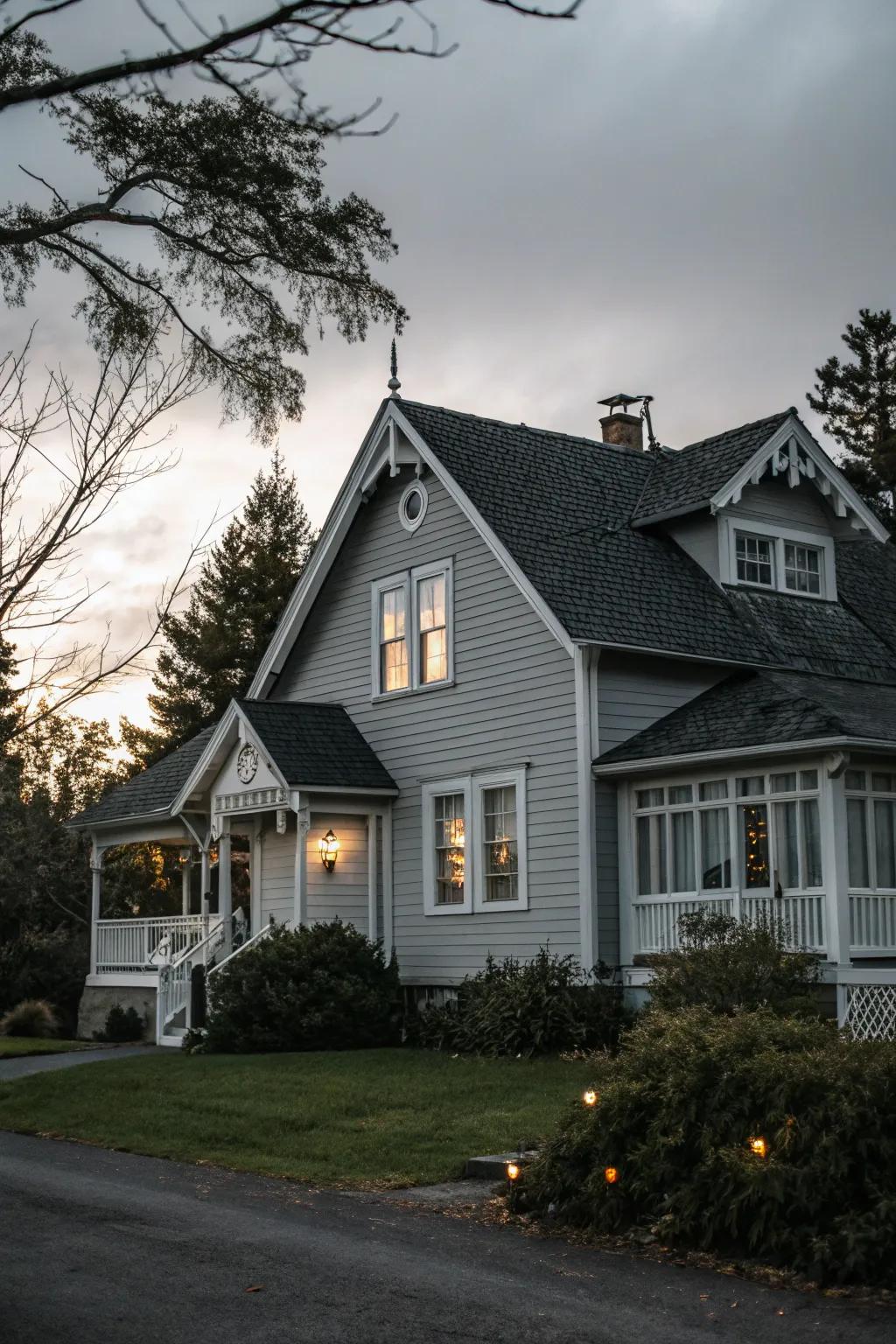 Architectural interest with a gabled roof.