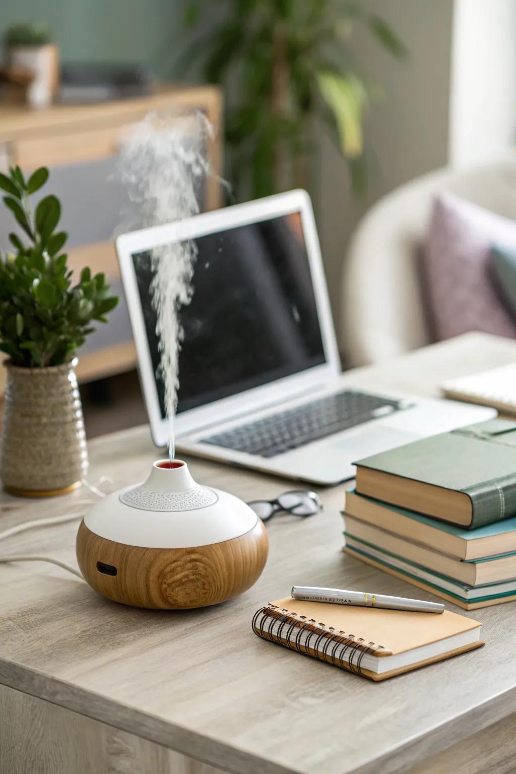 A Zen study area aids in focus and relaxation.