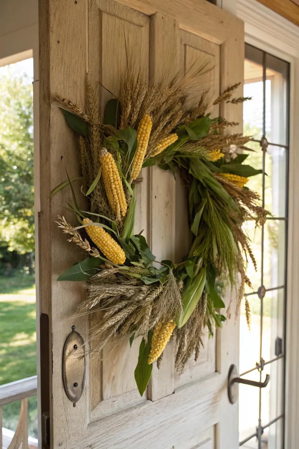 A harvest wreath that pays homage to rustic farm life.