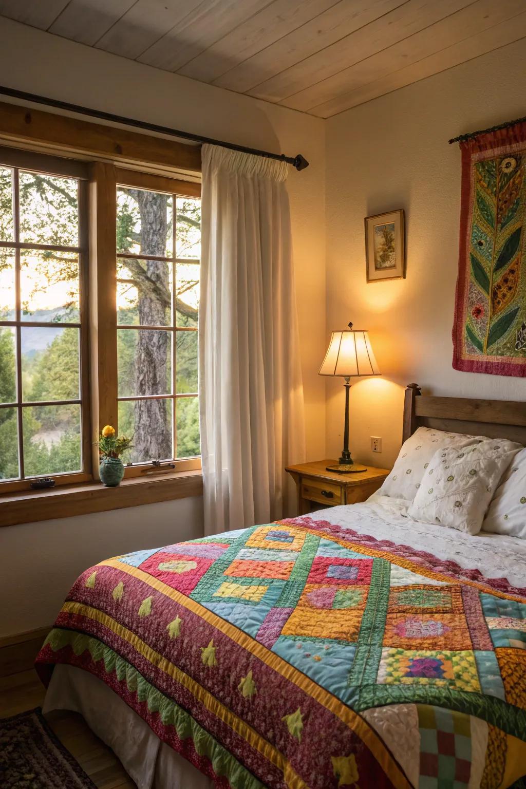 Window quilts add warmth and artistic flair.