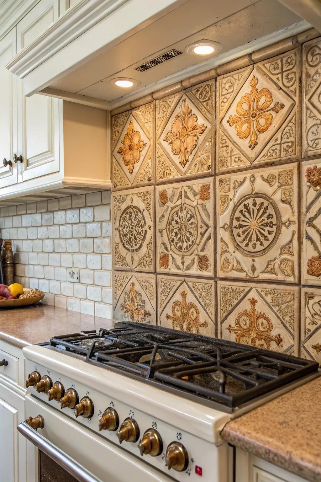 Antique tiles infuse your kitchen with a sense of history.