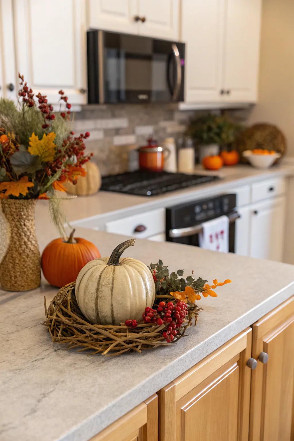 Seasonal decor adding a fresh touch.