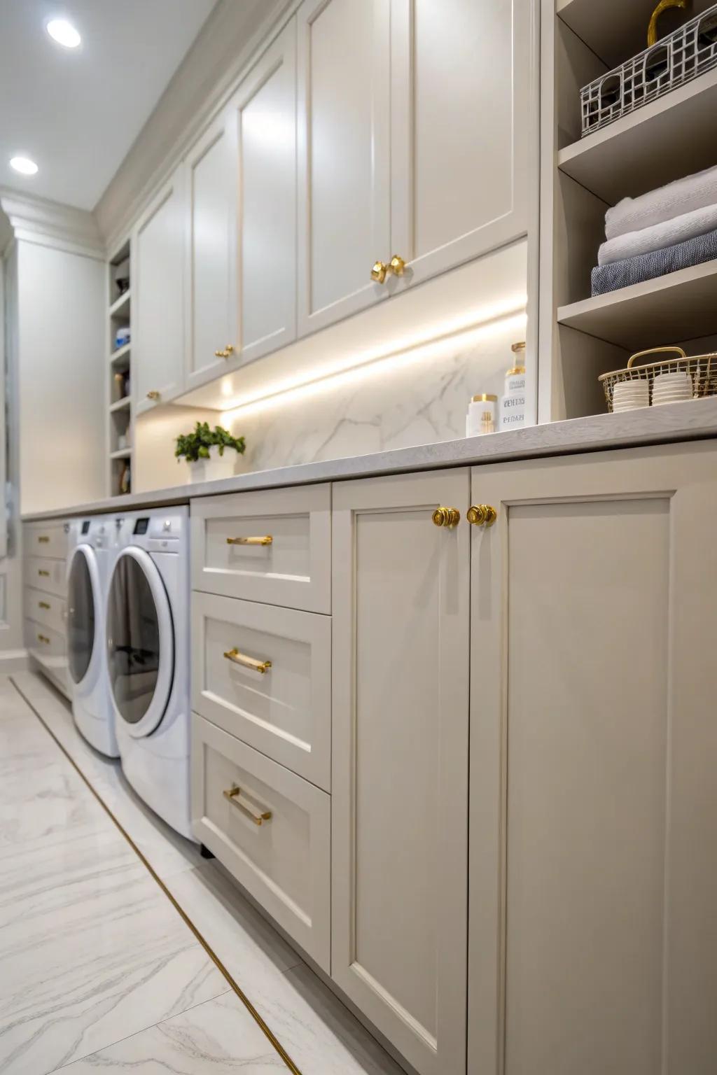 Soft close cabinets offer a quiet and luxurious touch.