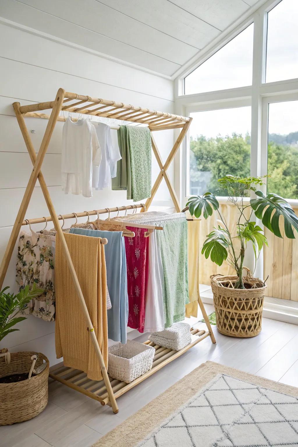 Opt for sustainable drying rods with bamboo.