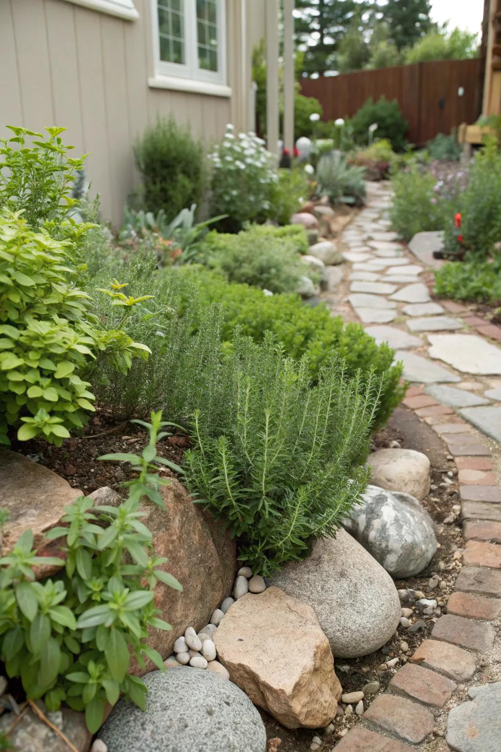 Edible plants thrive among rocks.